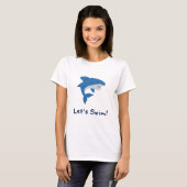 T-shirt de dessin animé requin Let's Swim Amour de (Devant entier)