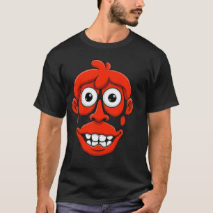 T-shirt de dessin animé visage de monstre rouge dr