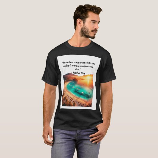 T-shirt de devis d'évasion du coucher de soleil (Devant entier)
