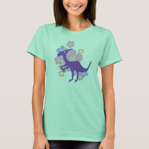 T-shirt de dinosaure de Parasaurolophus de fleur