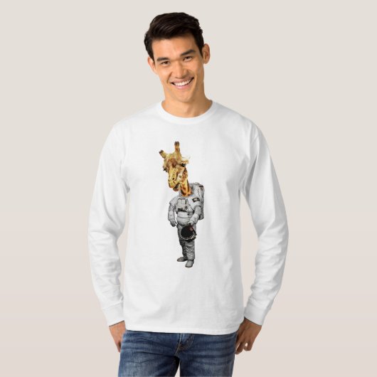 T-shirt de douille de girafe de l'espace long (Devant entier)