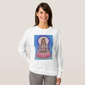 T-shirt de douille de Kuan Yin de déesse long (Devant entier)