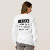 T-shirt de douille de la vie de Hijab long (blanc) (Dos entier)