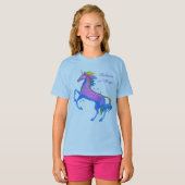 T-shirt de douille de licorne de filles long (Devant entier)
