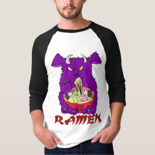 T-shirt de douille de monstre de ramen long