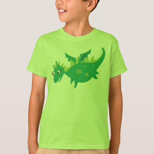 T-shirt de dragon vert pour des enfants (Devant)