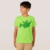 T-shirt de dragon vert pour des enfants (Devant entier)