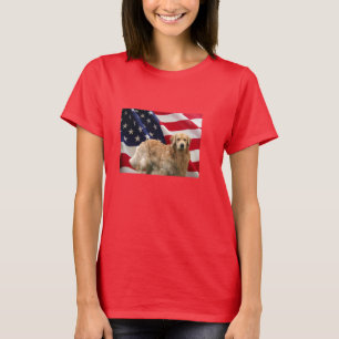 T-shirt de drapeau américain de golden retriever