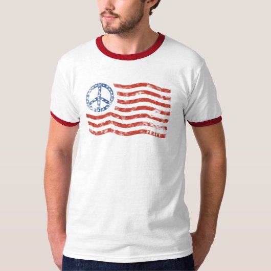 T-shirt de drapeau américain de signe de paix (Devant)