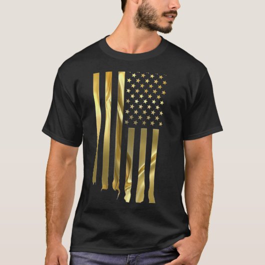 T-shirt de drapeau américain d'or (Devant)