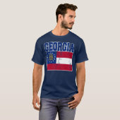 T-shirt de drapeau d'état de la Géorgie (affligé) (Devant entier)