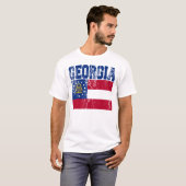 T-shirt de drapeau d'état de la Géorgie (affligé) (Devant entier)