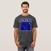 T-shirt de drapeau d'état de l'Alaska (affligé) (Devant entier)