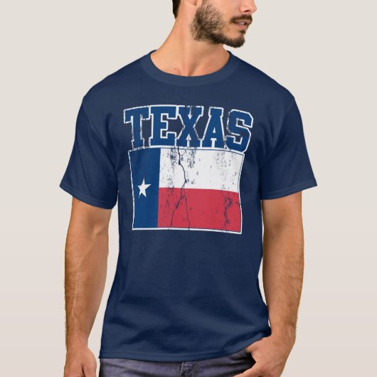 T-shirt de drapeau d'état du Texas (affligé) (Devant)