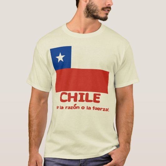 T-shirt de drapeau du Chili avec la devise (Devant)