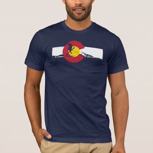T-shirt de drapeau du Colorado - skieur - (Devant)