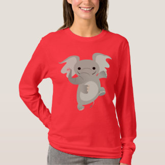 T-shirt de femmes d'éléphant de bande dessinée de