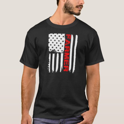 T-shirt de fermier du 4 juillet avec drapeau améri (Devant)