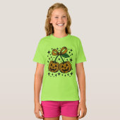 T-shirt de fille avec les Grins jumelés (Devant entier)