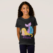 T-Shirt de fille d'anniversaire sirène personnalis (Devant entier)