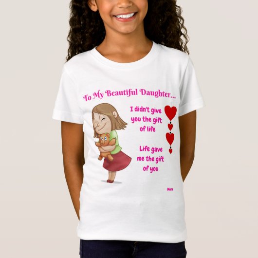 T-shirt de fille de mère avec la citation de fille (Devant)