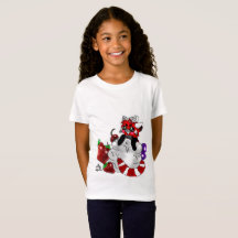 T-shirt de filles de panda rouge de bonbon