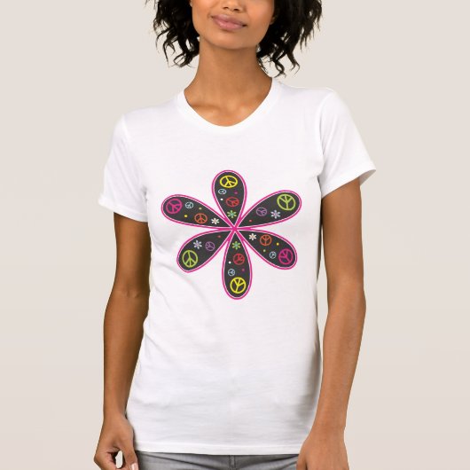 T-shirt de fleur de signe de paix (Devant)