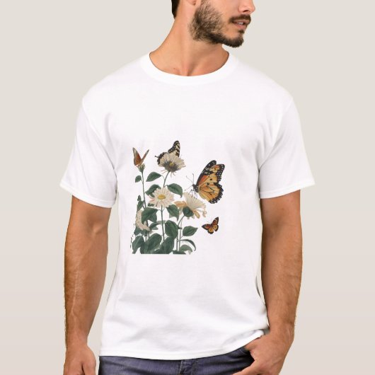 T-shirt 🌷 de fleurs de papillon (Devant)