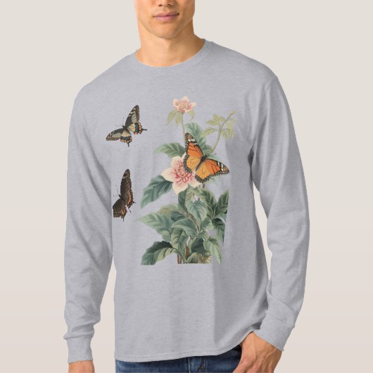 T-shirt 🌹 de fleurs de papillon (Devant)