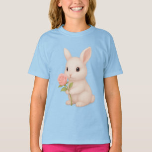 T-Shirt De Fleurs Portes De Lapin Mignonne
