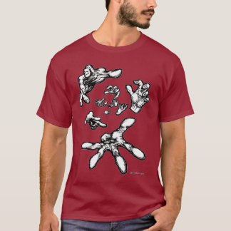T-shirt de flottement surréaliste de mains