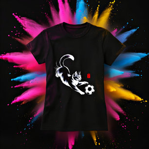 T-shirt de football pour femmes avec un chat joueu