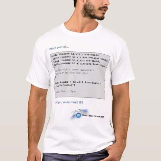 T-shirt de Forums.net de conception web (CSS avec (Devant)