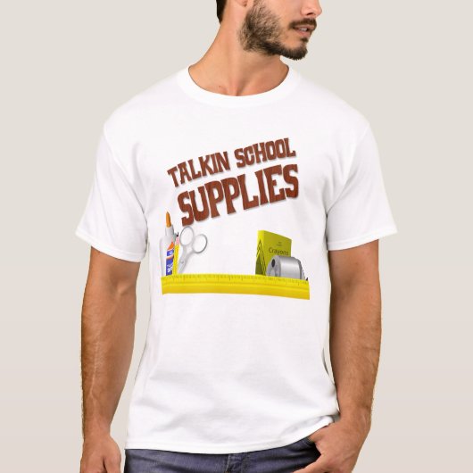 T-shirt de fournitures scolaires de Talkin (Devant)