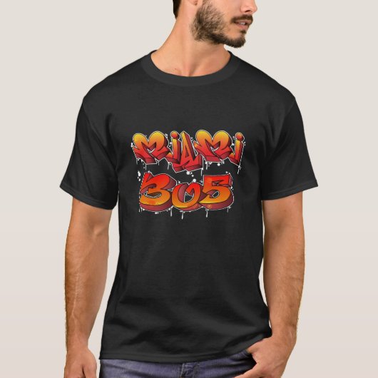 T-shirt de graffiti de cadeau de Miami 305 la (Devant)