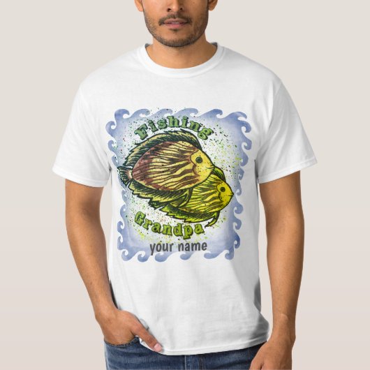 T-shirt de grand-père de pêche (Devant)