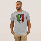 T-shirt de gris de crête de drapeau de l'Italie (Devant entier)