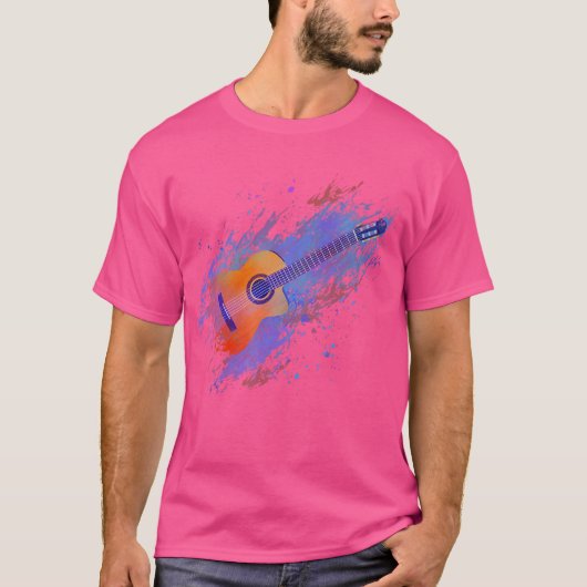 T-shirt de guitare acoustique de Splash Art (Devant)