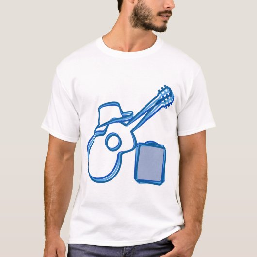 T-shirt de guitare de bleus (Devant)