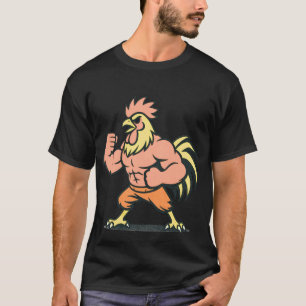 T-shirt de gym avec mascotte de coq musclé