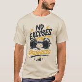 T-Shirt de Gym Pas d'Excuses Seulement Progrès | M (Devant)