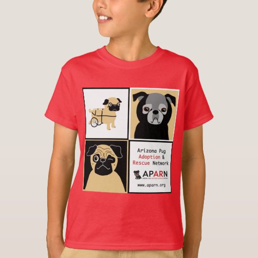 T-shirt de Hanes des enfants de carlins de (Devant)