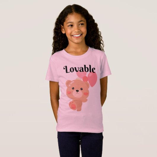 T-Shirt de jersey fin pour filles adorables (Devant entier)