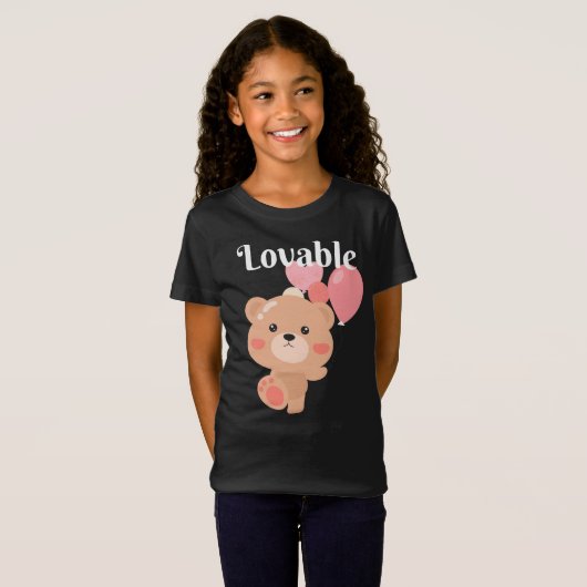 T-Shirt de jersey fin pour filles adorables (Devant entier)