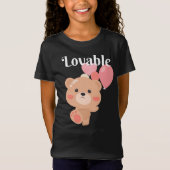 T-Shirt de jersey fin pour filles adorables (Devant)