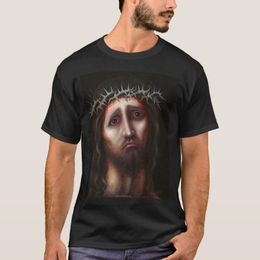 T-SHIRT DE JÉSUS-CHRIST (LE CHRIST TRISTE) - NOIR (Devant)