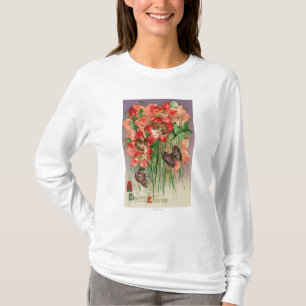 T-shirt De Joyeuses Pâques avec les fleurs principales de