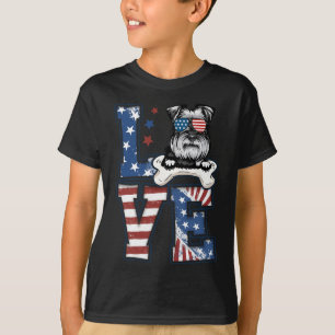 T-shirt De Juillet Décor Patriotique Amour Schnauzer Chien