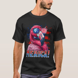 T-shirt De Juillet Merica Flamant rose Américain Drapeau E