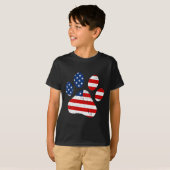 T-shirt De Juillet Mignonne Chien Paw États-Unis Drapeau A (Devant entier)